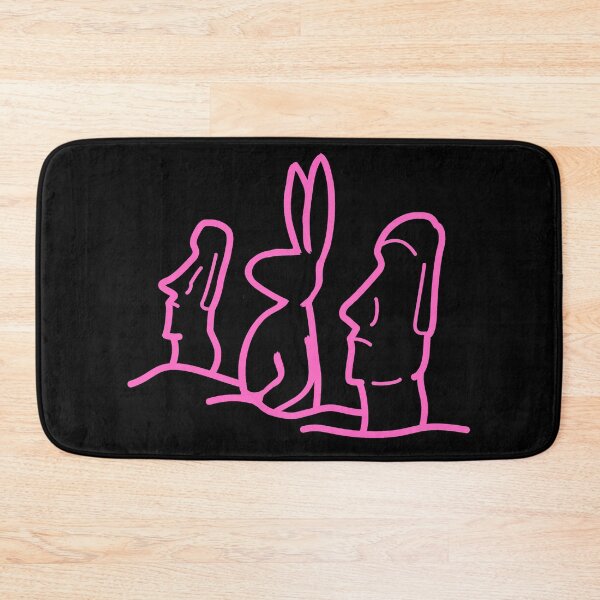 Item preview, Easter Humour - Pink Bunny with Moai Easter Island Heads designed and sold by Schka.