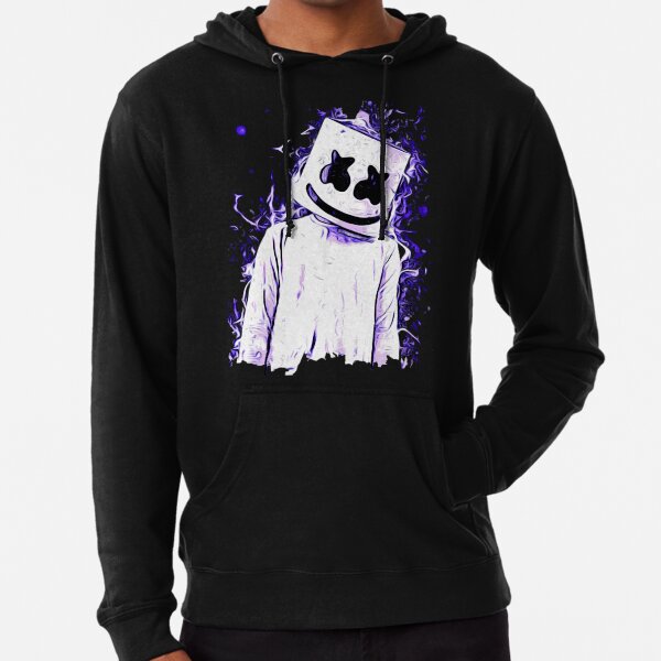 Marshmello azul neón Sudadera ligera con capucha