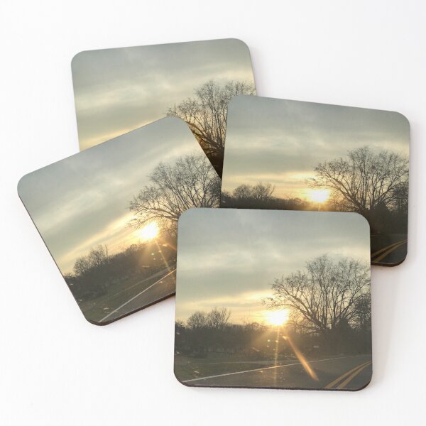 Item preview, Roadside View Sunset Against Smokey White Sky Trees and Shrubs Peachtree City Georgia designed and sold by NadeenInspires.