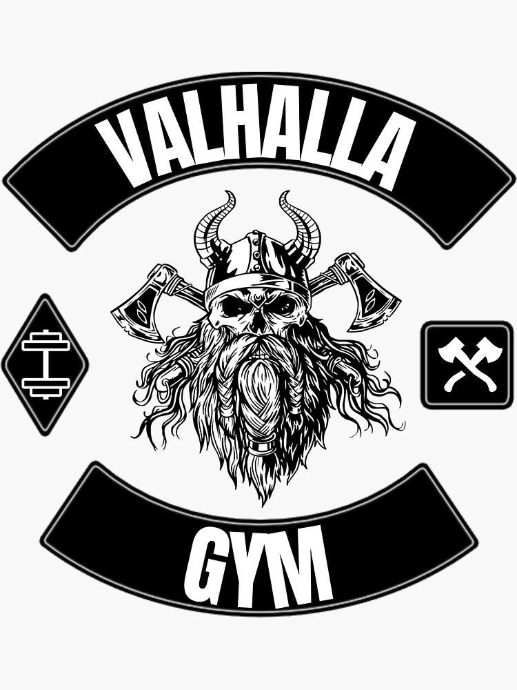 "Valhalla Gym Fitness Bodybuilding Biker Motorcycle Club MC" Sticker