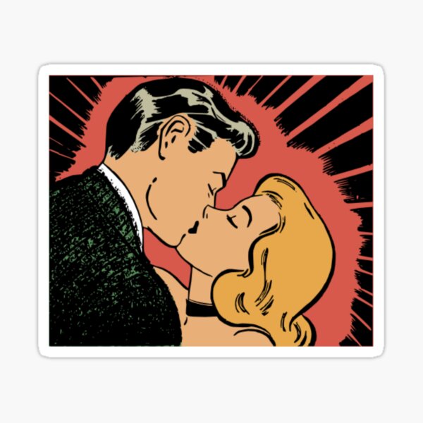 Vintage Romantic Kiss Sticker