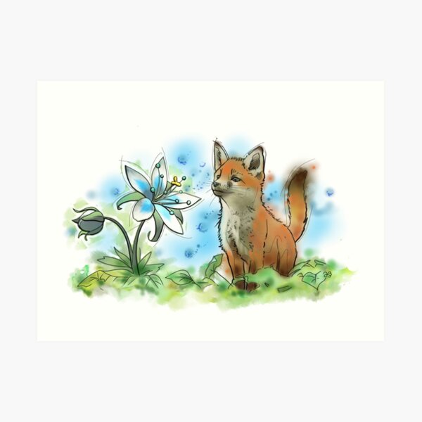 Renardeau et Fleur de Sérénité Impression artistique