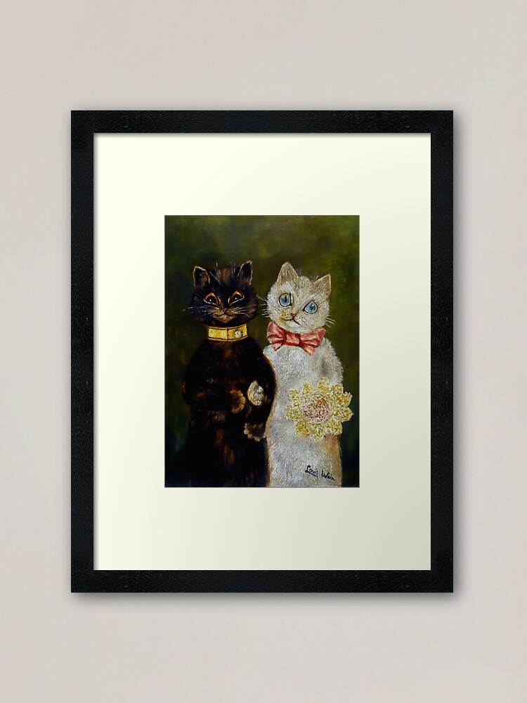 Louis Wain Print Cat Wall Art Decor Bouquet Flowers Vintage 