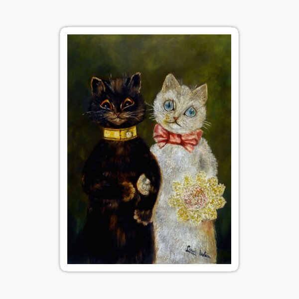 Item preview, “Bride and Groom” by Louis Wain designed and sold by PatricianneK.