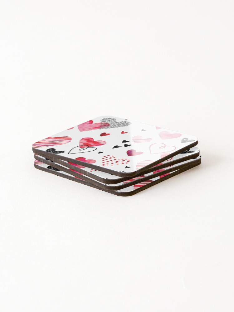 Thumbnail 4 of 5, Coasters (Set of 4), Hearts designed and sold by RuthFurtado.