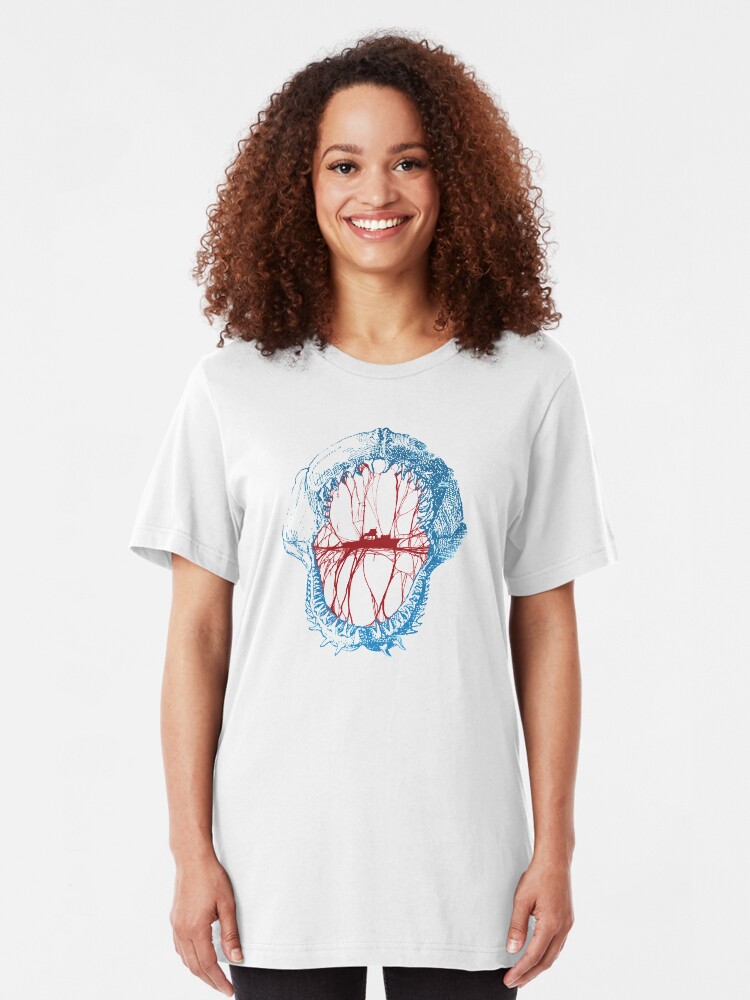 Alternate view of Inspired by a shark film Slim Fit T-Shirt