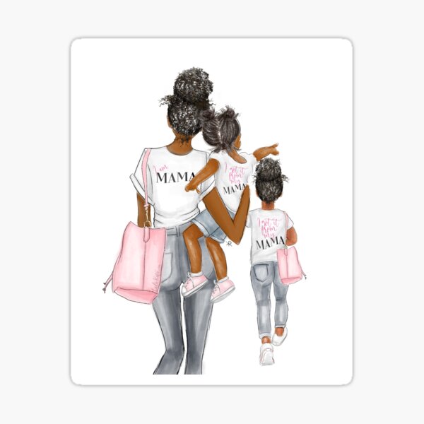 I got it from my mama 2 girls curly hair dark skin Sticker