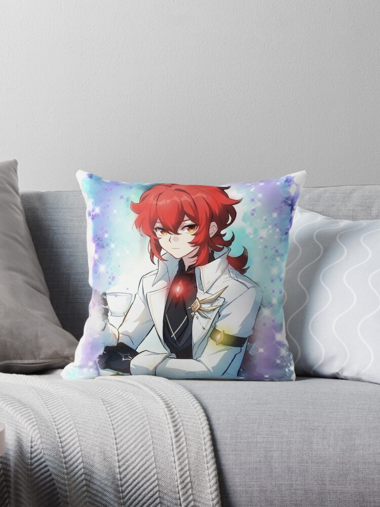 young diluc genshin impact husbando Pillow