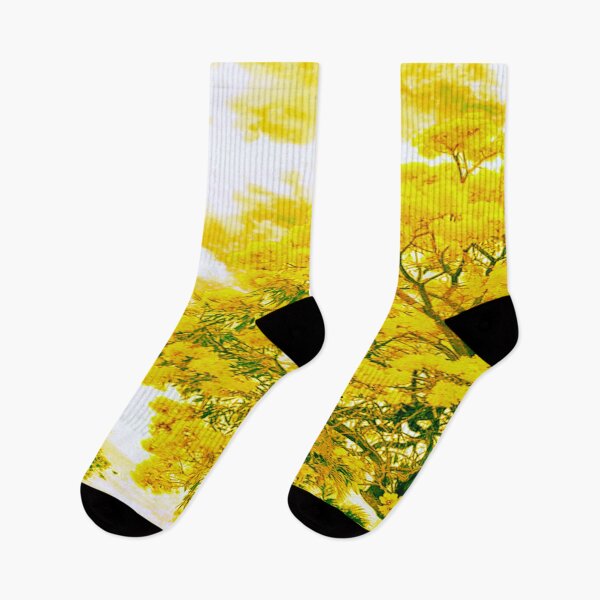 Item preview, Spring in the Air Golden Yellow Flowers /Tree Against Light, Fluffy White Clouds in Blue Sky designed and sold by NadeenInspires.