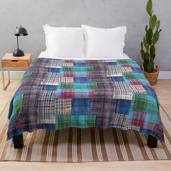 Item preview, Patchwork,  tartan, pieces of fabric, vintage, mixed media collage designed and sold by NessArtByEwa.