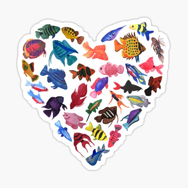 Tropical Fish Heart Sticker