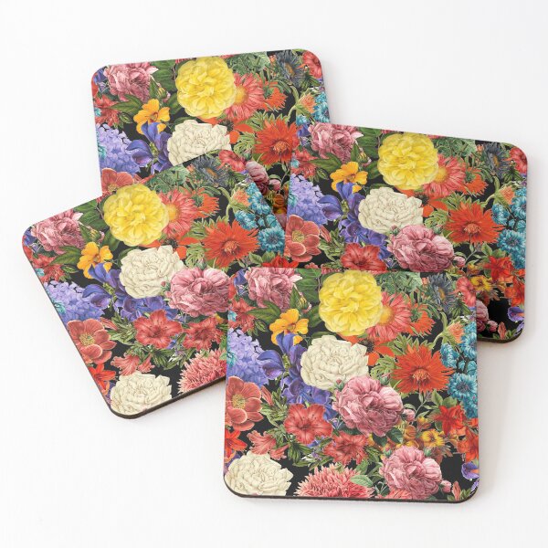 Item preview, Colorful flower bouquet night cottagecore aesthetic pattern designed and sold by PG Illustration.