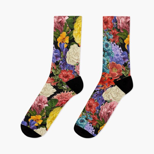 Item preview, Colorful flower bouquet night cottagecore aesthetic pattern designed and sold by PG Illustration.