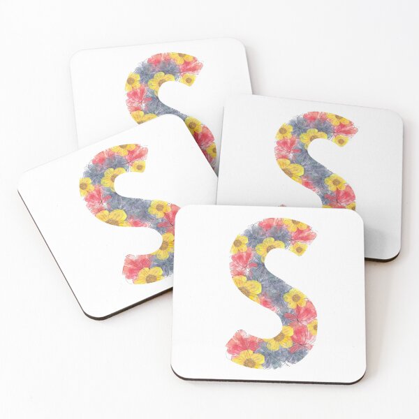 Item preview, S in watercolour flowers designed and sold by SJAPhoto.