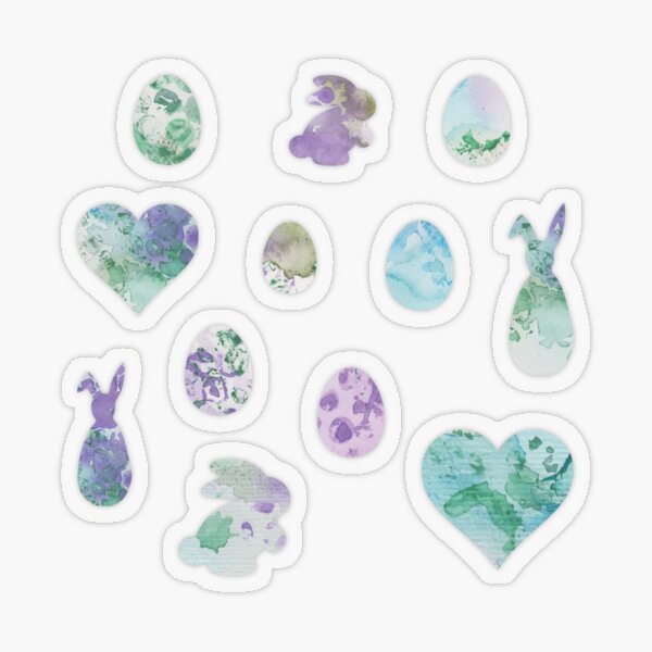 Stickers with Easter motifs, rabbits, Easter eggs, hearts Transparent Sticker