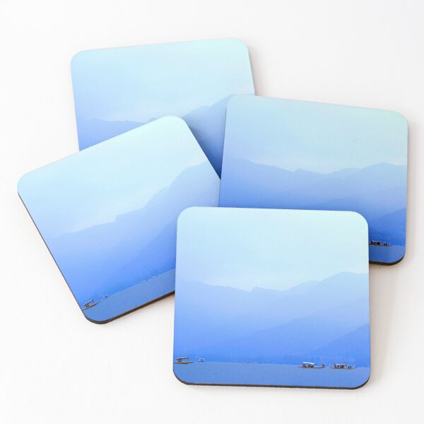 Item preview, Calm azure blue photograph of ocean and mountains designed and sold by R-reflections.