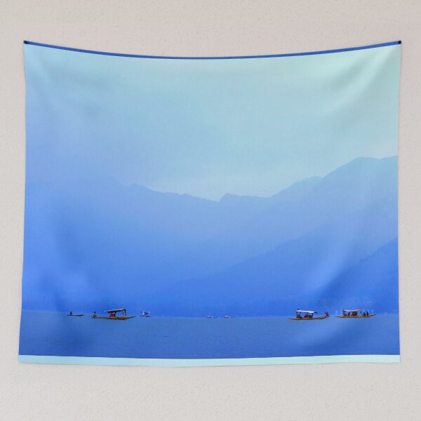 Item preview, Calm azure blue photograph of ocean and mountains designed and sold by R-reflections.