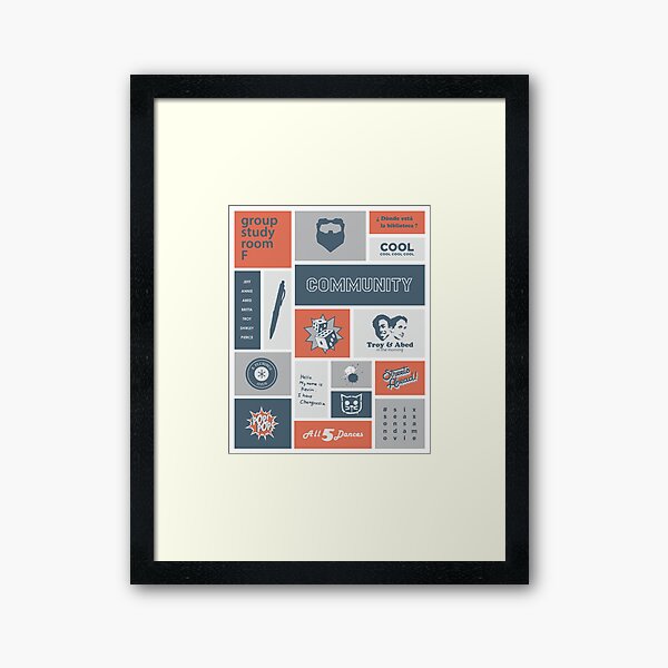 community collage gray / orange Framed Art Print