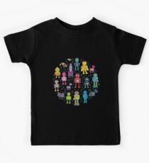 Robots in Space - black - fun pattern by Cecca Designs Kids Tee