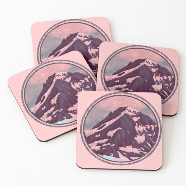 Item preview, Pico de montaña nevado negro y rosa designed and sold by jociart.
