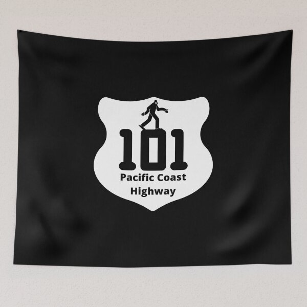 Item preview, Pacific Coast Highway 101 Sign Bigfoot Sasquatch West Coast Oregon Washington California Circle designed and sold by DansDankDesigns.