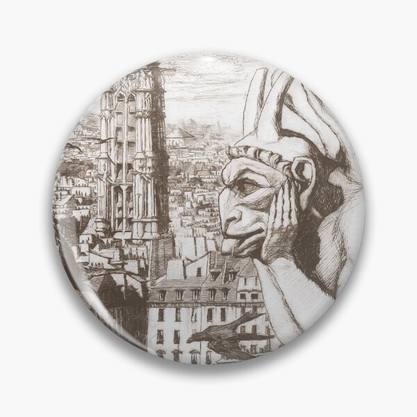 Item preview, Gothic cathedral gargoyle overlooking Paris designed and sold by NrvousFella.