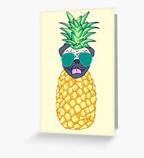 Tarjeta de felicitación pug piña