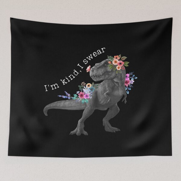Item preview, I'm kind, I swear - Funny floral dinosaur designed and sold by windcolors.
