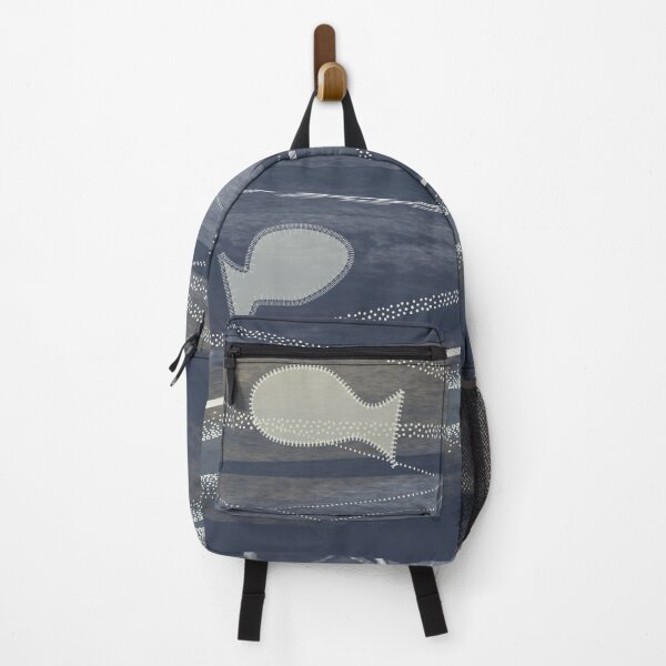 Item preview, Abstract, vintage yet modern seascape - ocean waves and fish designed and sold by Caroline Laursen.