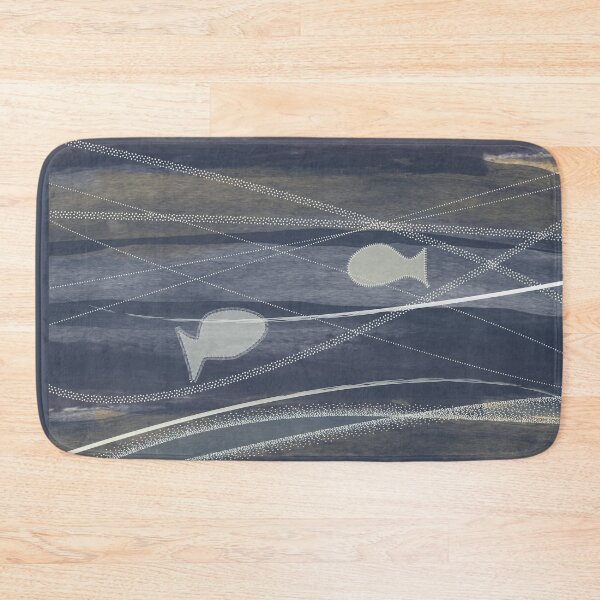 Item preview, Abstract, vintage yet modern seascape - ocean waves and fish designed and sold by Caroline Laursen.