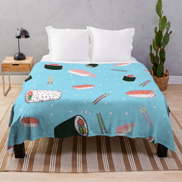 Japan Addiction collection: sushi pattern (light blue) Throw Blanket