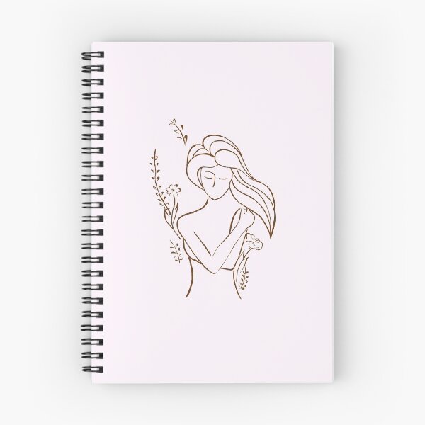 Item preview, Abstract artistic illustration of a woman hugging herself with flowers behind her art print designed and sold by AwenArtPrints.