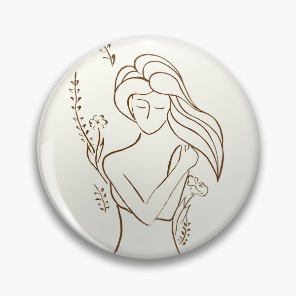 Item preview, Abstract artistic illustration of a woman hugging herself with flowers behind her art print designed and sold by AwenArtPrints.