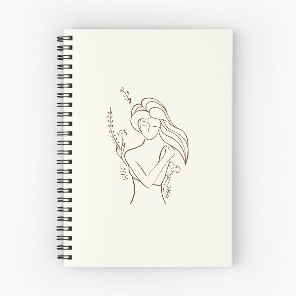 Item preview, Abstract artistic illustration of a woman hugging herself with flowers behind her art print designed and sold by AwenArtPrints.