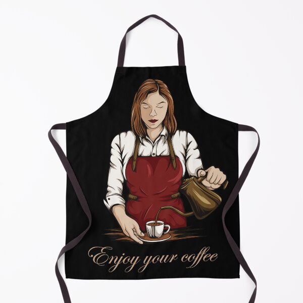 Item preview, Lady Barista with cup of coffee and coffee pot, enjoy your coffee designed and sold by coffeeapparel.