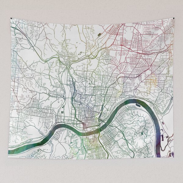 Item preview, Cincinnati Map Watercolor by Zouzounio Art designed and sold by zouzounioart.