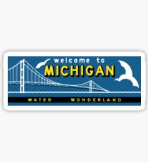 Pegatina Bienvenido a Michigan, Vintage Road Sign 60s, Estados Unidos