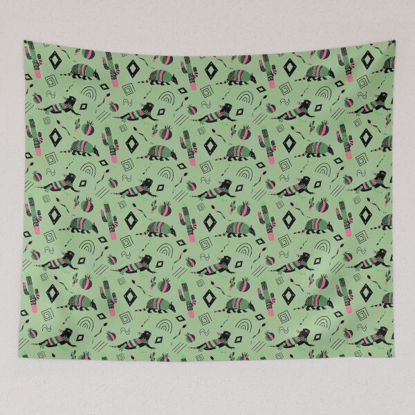 Item preview, Desert Vibes Repeating Pattern Hand Drawn Black, Green, Lime, Pink designed and sold by ksrogersdesigns.