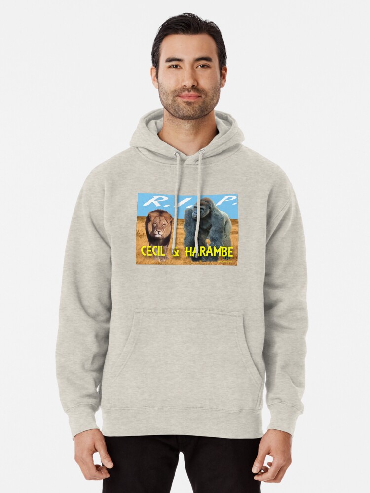Alternate view of Cecil and Harambe R.I.P. Pullover Hoodie