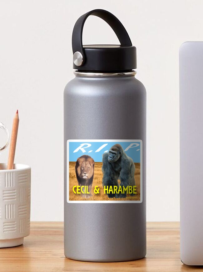 Thumbnail 1 of 3, Sticker, Cecil and Harambe R.I.P. designed and sold by EyeMagined.