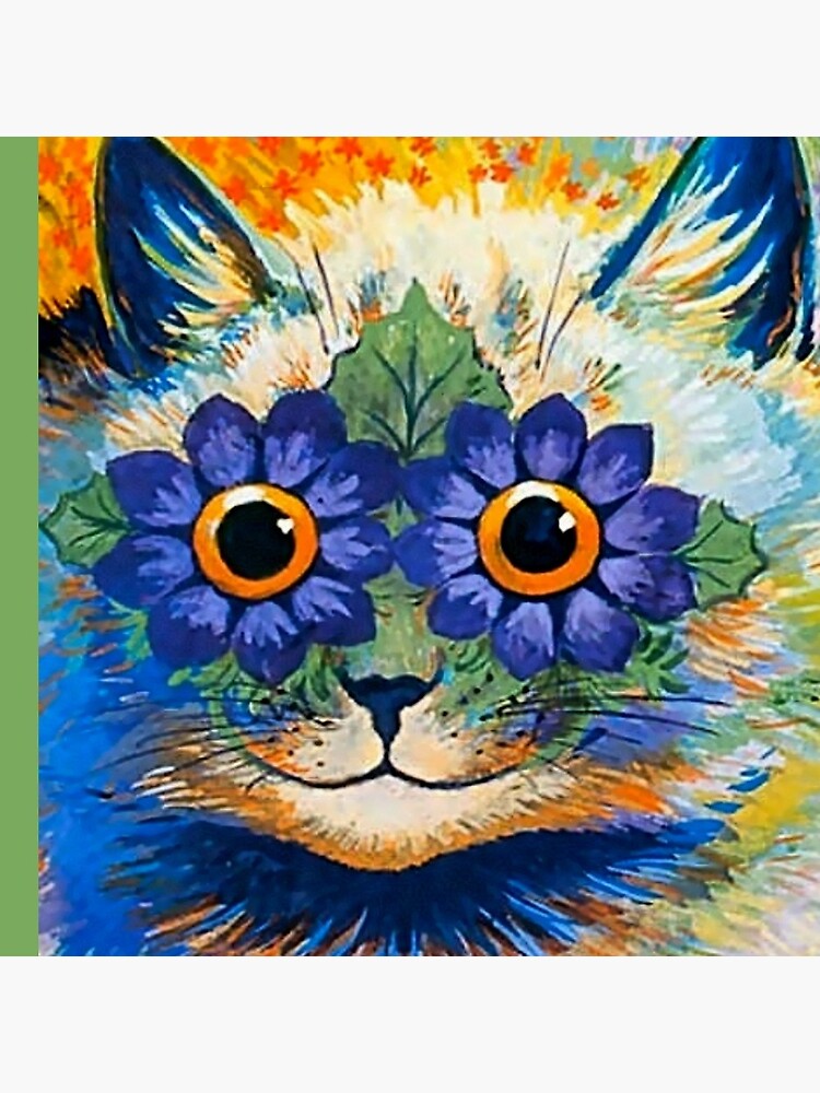 Louis Wain Blue Gothic Kaleidoscope Cat 8 Art Print