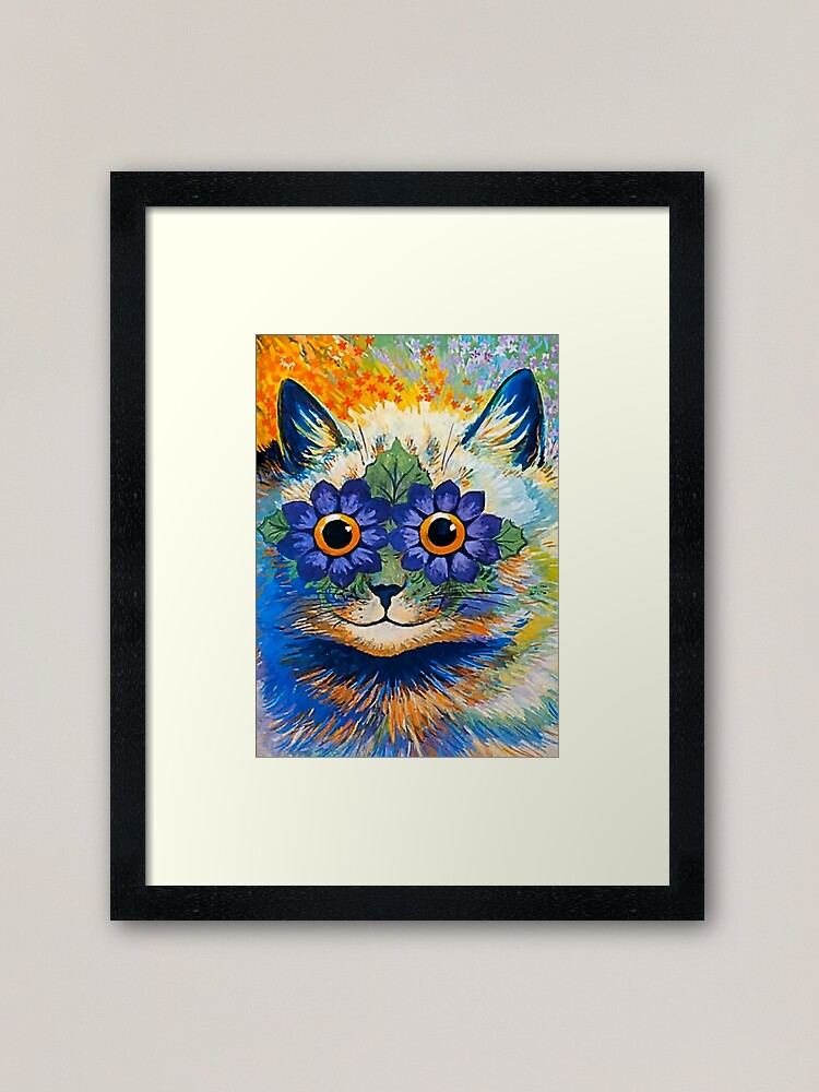 PSYCHEDELIC COLORFUL LOUIS WAIN PAINTING WILD CAT DESIGN ART REAL CANVAS  PRINT