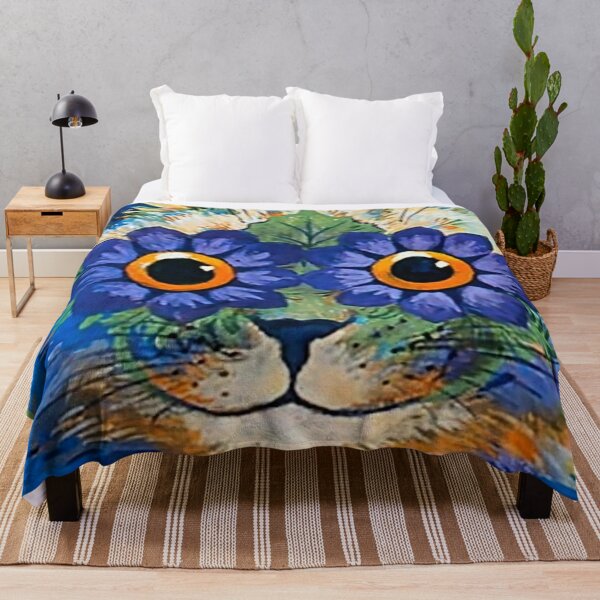 Item preview, “Cat With Blue Petals” by Louis Wain designed and sold by PatricianneK.