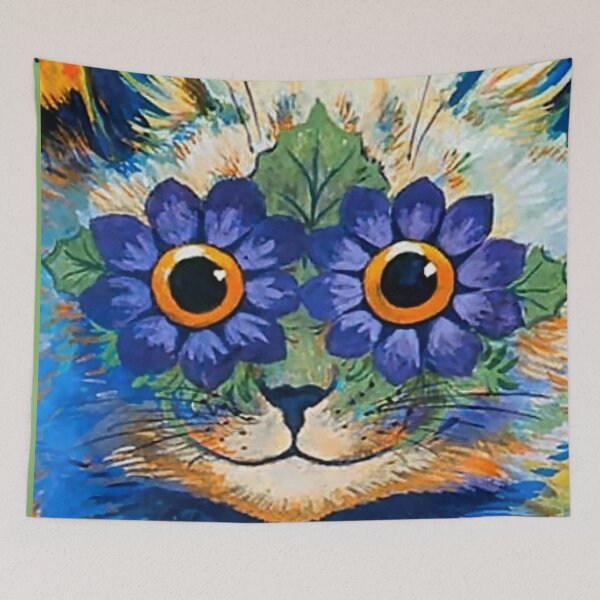 Item preview, “Cat With Blue Petals” by Louis Wain designed and sold by PatricianneK.
