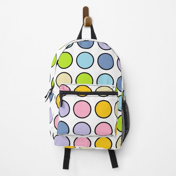 Item preview, Black Outlined Pastel Rainbow Polka Dots designed and sold by lornakay.