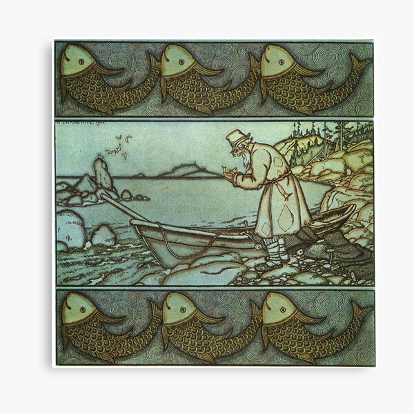The Fisherman and the golden fish - Ivan Bilibin -1900 Canvas Print