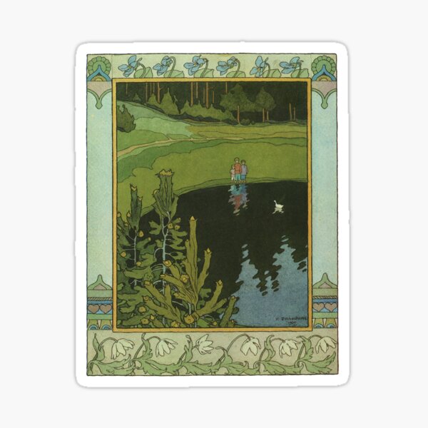 The Children and the Little white Duck – Bilibin 1902 Sticker