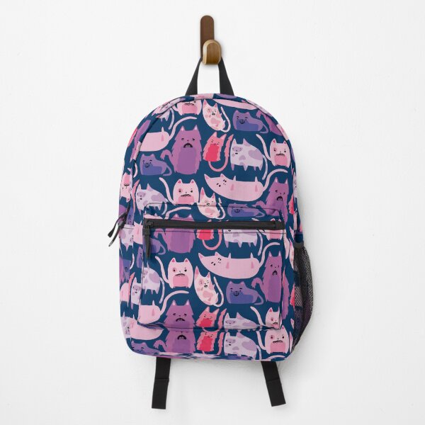 Item preview, Cats - Cute Pink and Purple Slightly Wrong Cartoon Animal Pattern designed and sold by TheRainbowRoom.