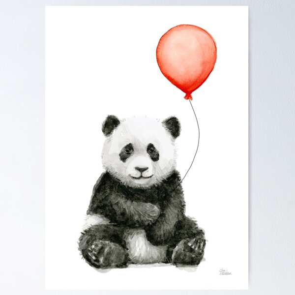 Aquarelle de panda avec éclaboussures de peinture' Poster
