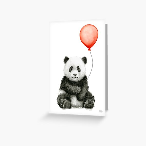 Item preview, Panda with Red Balloon designed and sold by Olga Shvartsur.